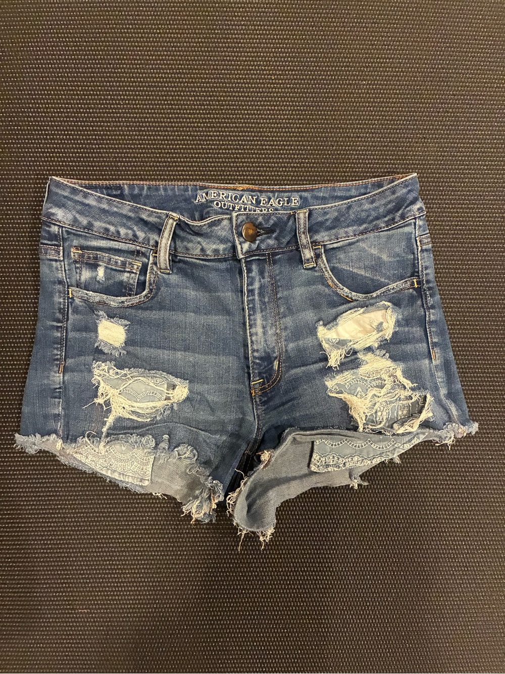 American Eagle Outfitters Women's Distressed Denim Shorts - Blue